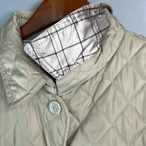 DELLA SPIGA Quilted Barn Jacket Oatmeal Cream Button Front Collar Pockets Size M - Picture 6 of 13